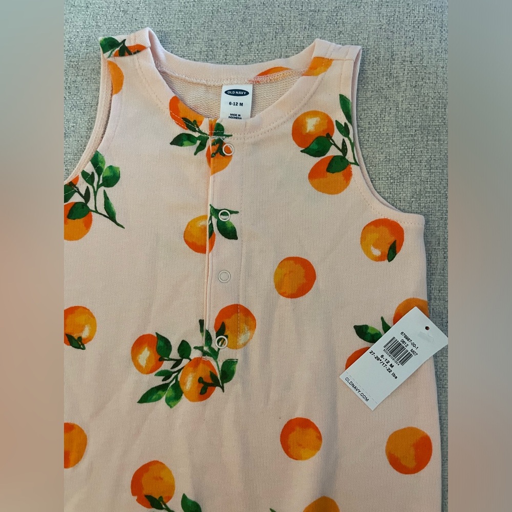 new with tags old navy jumper. size 6-12. pink with citrus print